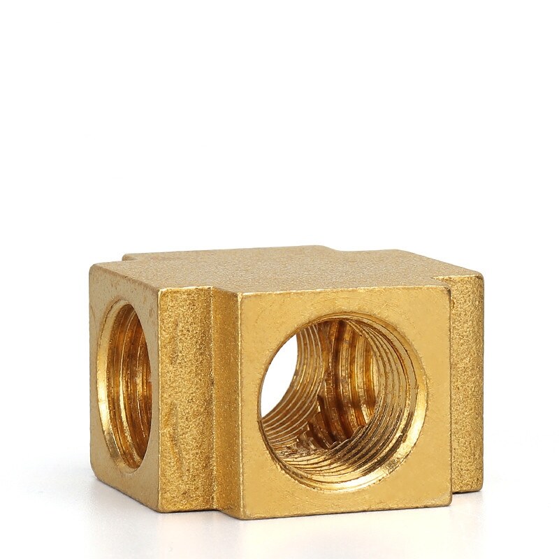 AumoPro 1 Cái Khớp Nối Ống Đồng Hình Vuông 4 Chiều Ren Cái BSP 1/8 "1/4" 3/8 "1/2" Khớp Nối Ống Đồng Áp Lực Thủy Lực Khí Nén Vuông Phụ Kiện Đường Ống Bằng Đồng Thau