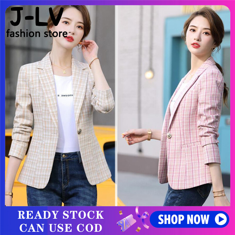 Blazer for Women Spring and Autumn New Korean The British Casual Plaid Short Women's Suit Trend