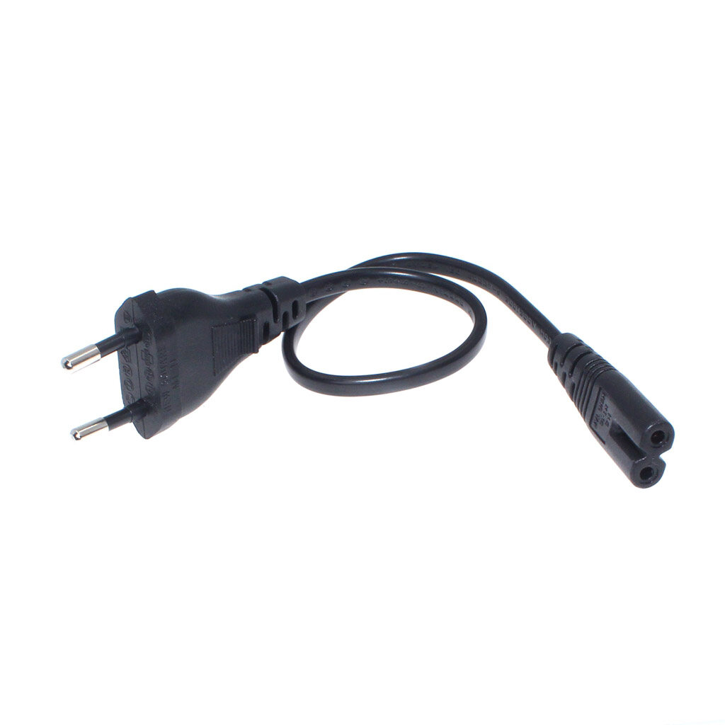IEC 320 C7 (Figure 8) To EU 2 Prong Plug AC Power Cord Indonesia Copper AC Power Cable 2.5A 250V White Black 0.3m/0.5m/1.5m/3m/5m