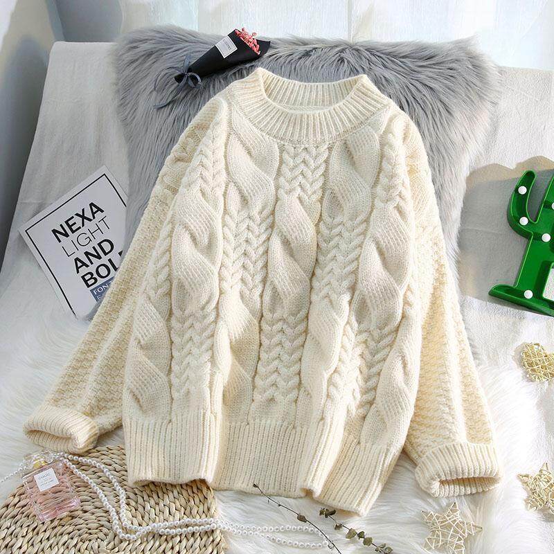 Ladies Sweater New Style Retro Coarse Twist Sweater Women Pullover Blouse Korean Sweater Women