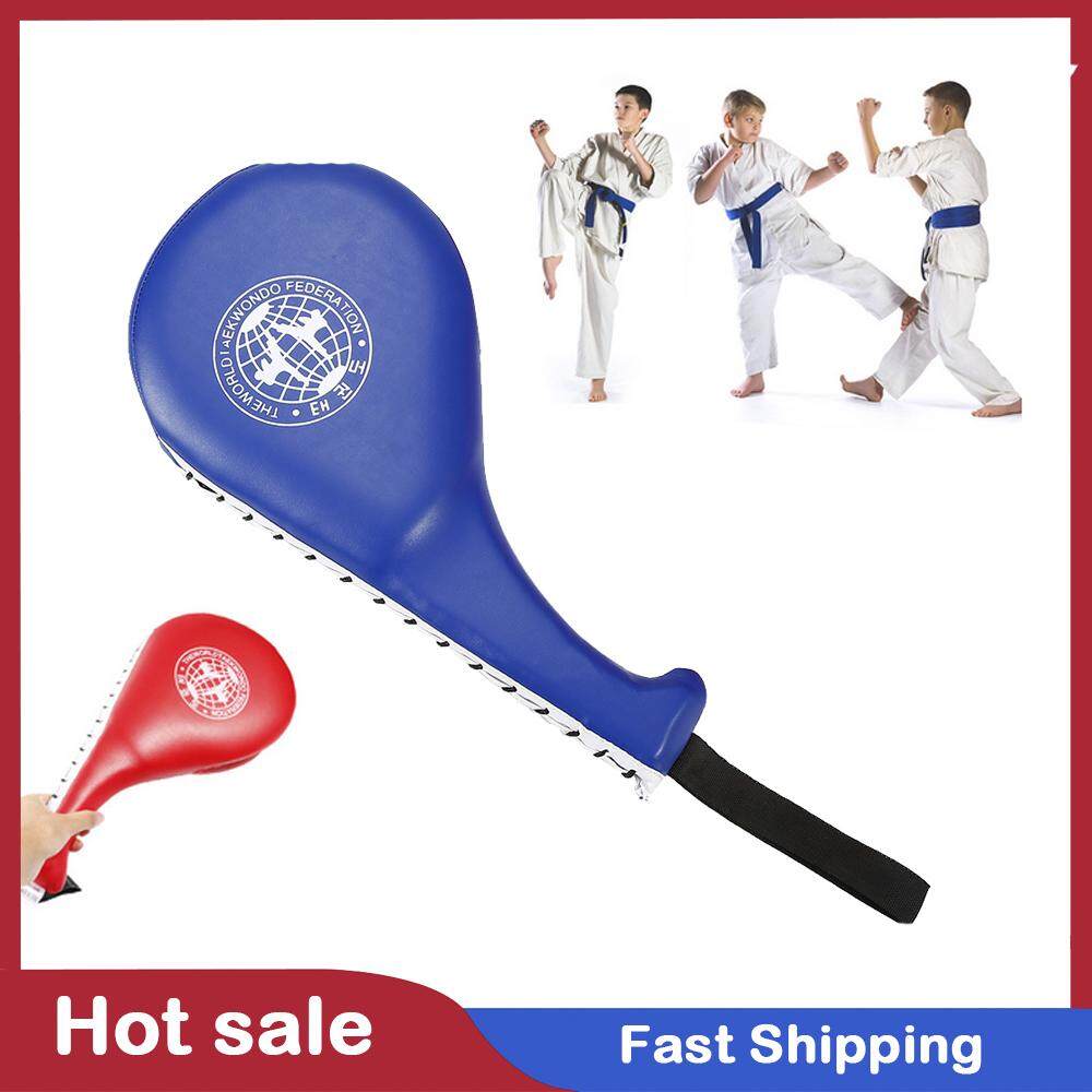 DOUBLE KICK PADDLE Mitt Leather Target High Low Spin Kicks Strikes Taekwondo MMA