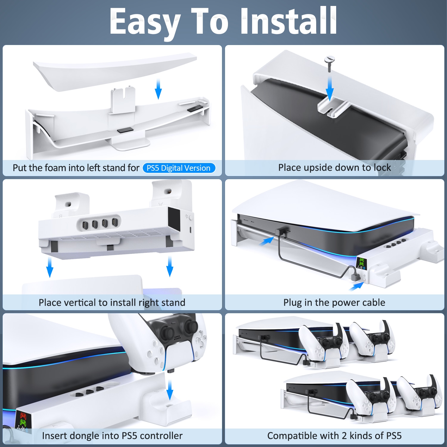 Oivo cho ps5 giao diện điều khiển Đế tản nhiệt ngang ps5 đế đui đèn ps5 Bộ sạc điều khiển cho PlayStation 5 đĩa & phiên bản kỹ thuật số