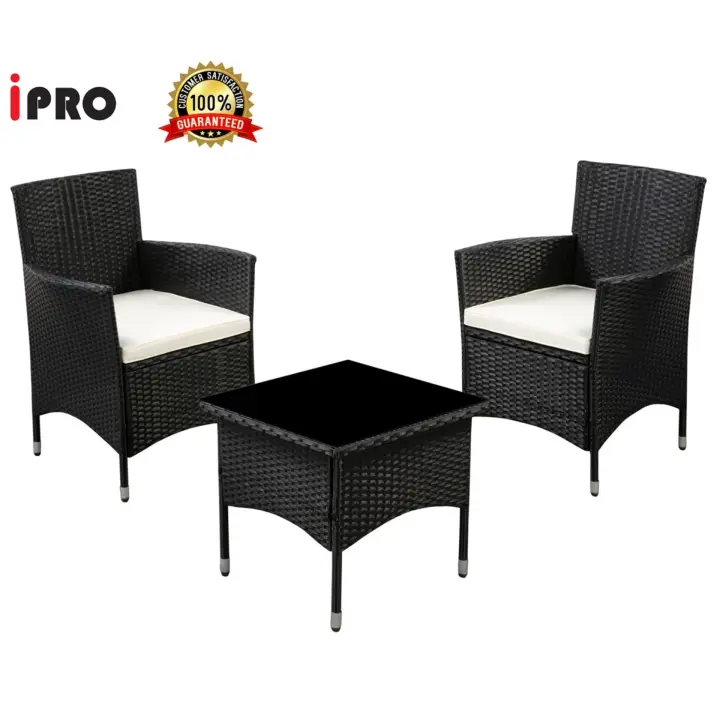 Ipro Rattan Balcony 2 Seater Set Patio Garden Outdoor Furniture Set Outdoor Balcony Table Chair Set Coffee Table Meja Kopi Balcony Set 1 Lazada