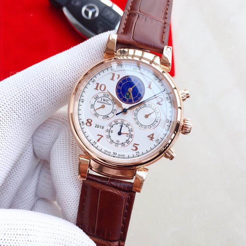Superior Quality_Darcy_IWC_IW392101 untuk Jam Tangan Pria Multi-Fungsi Mekanis Otomatis Inti Tampilan Multi Fungsi Coklat Kulit Tali Diameter 43 Mm * 14 Mm Coklat Gold