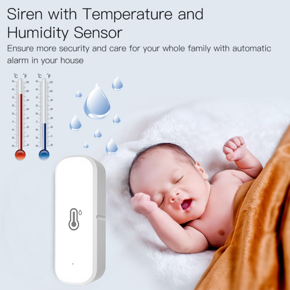 FLEWWER Tuya ZigBee Smart Temperature And Humidity Sensor Battery Powered ZigBee Smart Home Security Work With Alexa Goo-gle Home