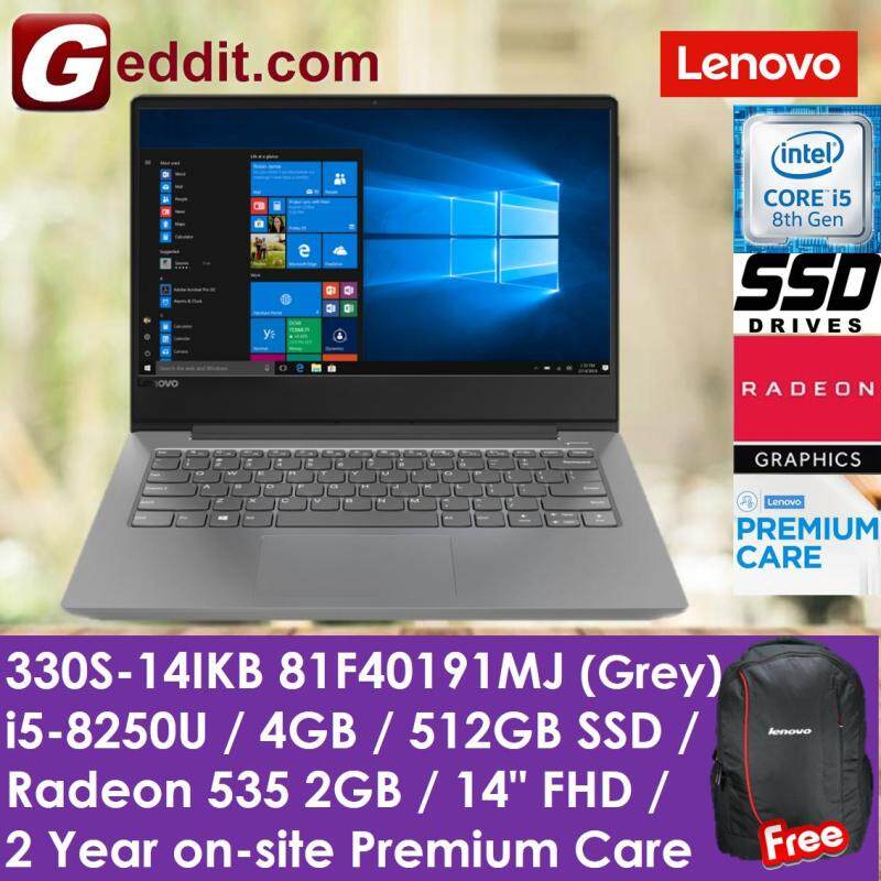 LENOVO 330S-14IKB 81F40191MJ NOTEBOOK (I5-8250U,4GB,512GB SSD,RADEON 535-2GB,14,W10,GREY) FREE LENOVO BACKPACK Malaysia
