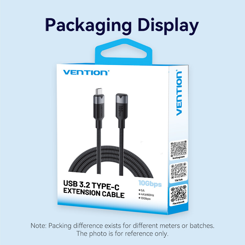 Vention USB 3.2 Gen2 Loại C Cáp nối 10gbps truyền dữ liệu 4K 60Hz 5A 100W PD sạc điện thoại iPhone nhanh Huawei Samsung Xiaomi máy tính bảng máy tính xách tay MacBook chuyển đổi USB C Nam để C dây dây kéo dài đầu cái