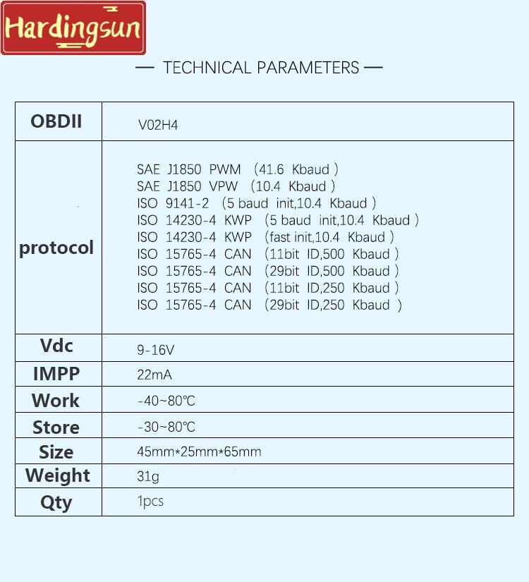Hardingsun Elm327 Obd2 Mini Elm327 Bluetooth V1.5 Automotive Scanner Code Reader Elm 327 Obd 2 Scan Tool Ecu Car Diagnostics Tools