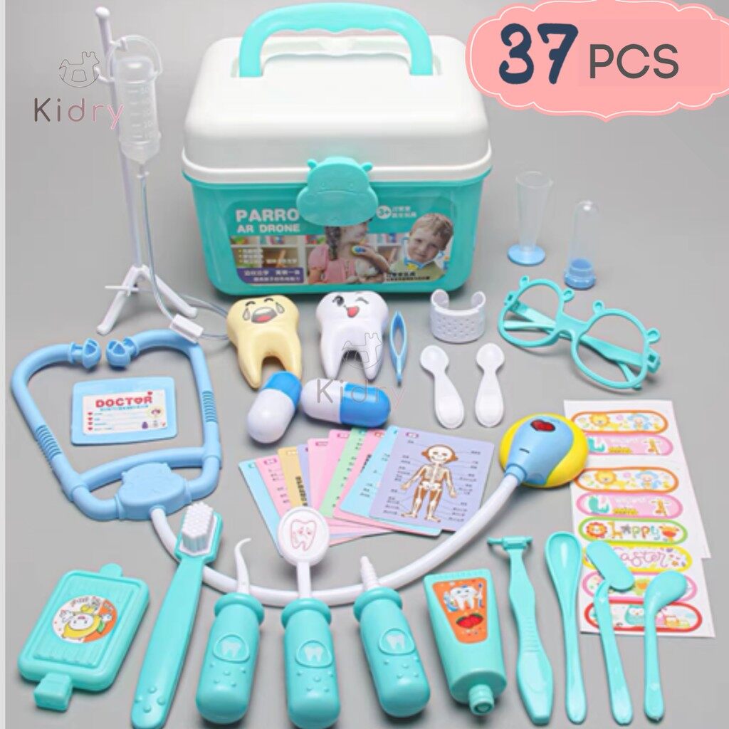 Angwang Simulation Doctor Suit,Set of 14pcs Medical Equipment Box Doctor Nurse Tools Toys Kit for Barbie Doll