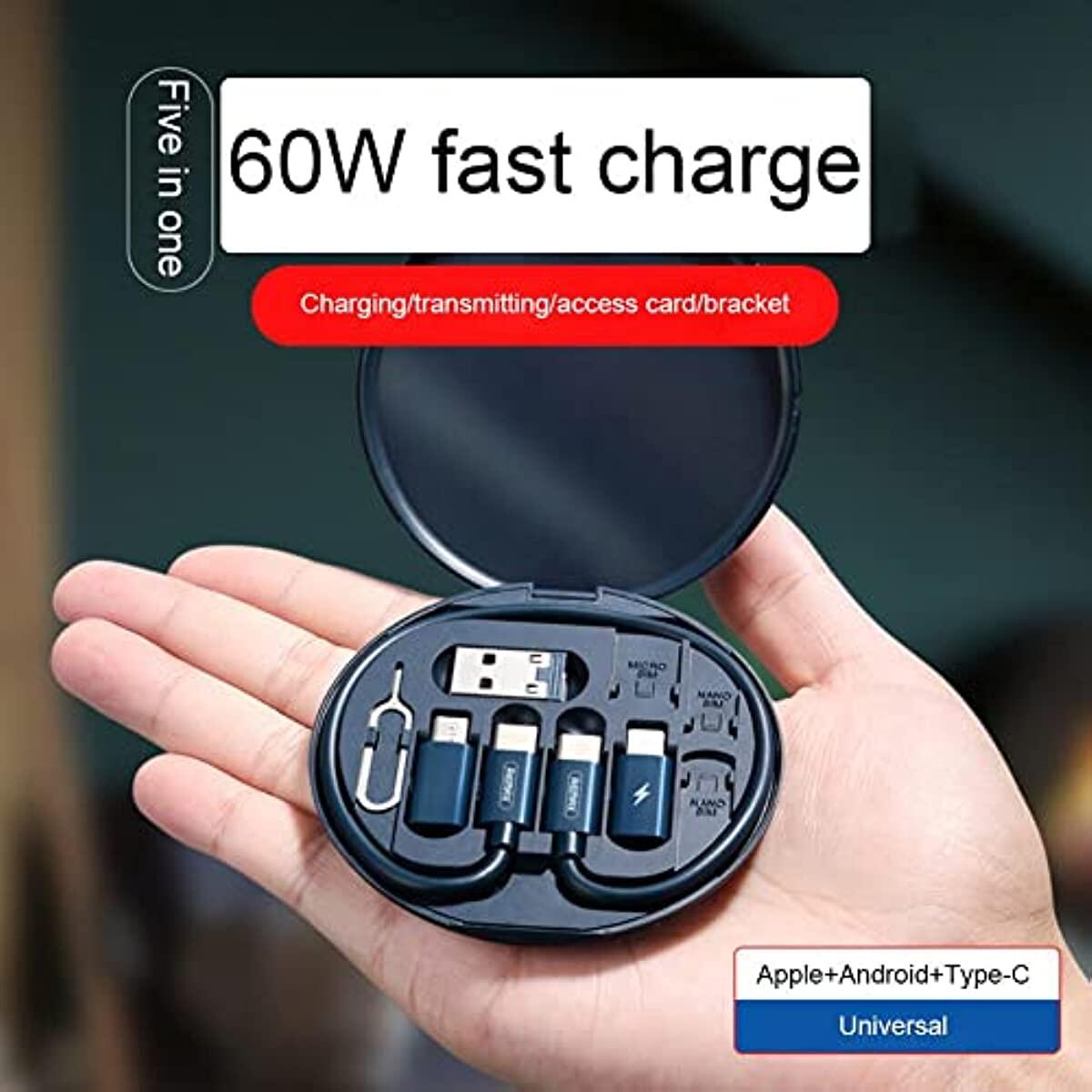 Hộp Lưu Trữ Chuyển Đổi Cáp Bộ Chuyển Đổi USB, Bộ Chuyển Đổi Dây Sạc Nhiều Loại Công Cụ Truyền Dữ Liệu Micro Lightning Type C (Màu Xanh Lá Cây)