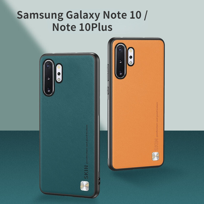 For Samsung Galaxy Note 10 / Galaxy Note 10Plus Case Plain Skin Leather Cover Samsung Note10 Note 10+ Note 10Pro Soft Bumper Shockproof Coque