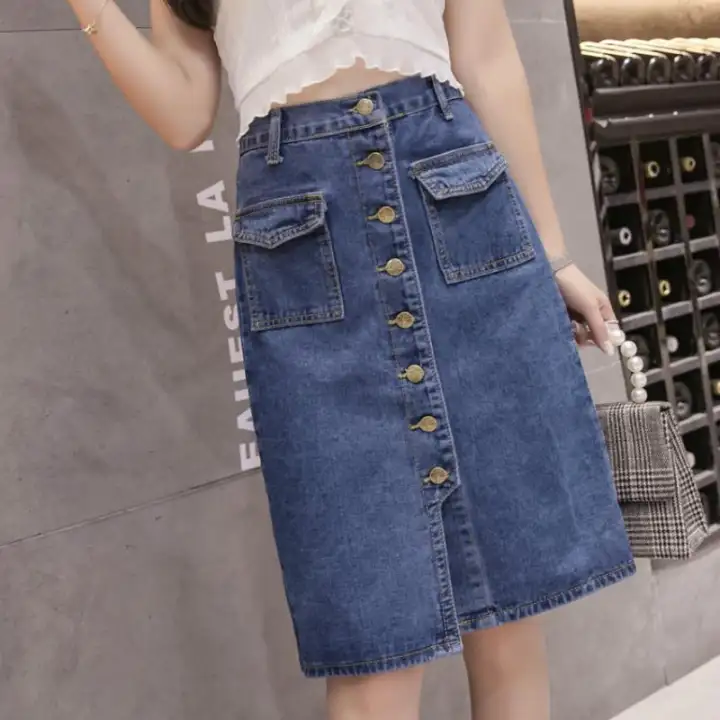 mid length denim skirts 4xl