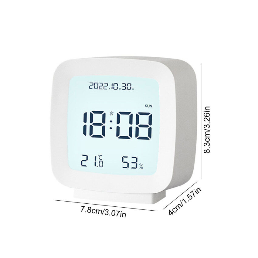 Digital Alarm Clock Temperature Humidity Calendar Week Backlight Desktop Electronic Clock 12/24H Bedside LED Clock