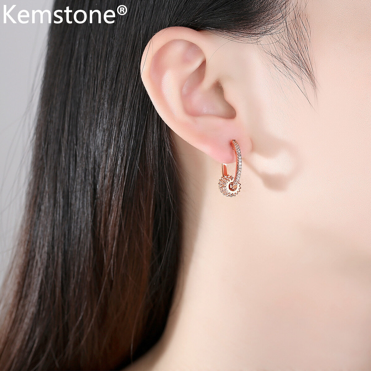 Kemstone Khuyên Tai Nữ Mạ Vàng Hồng Pha Lê Trắng Đen Ngọt Ngào Trang Sức Quà Tặng Cho Phụ Nữ