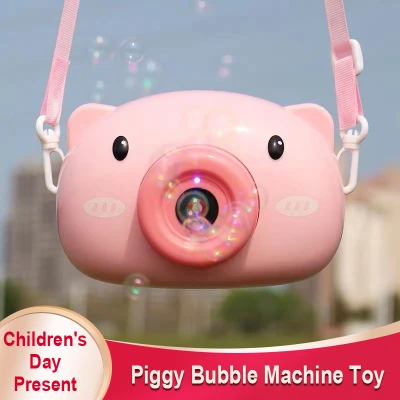 Rentville Piggy Bubble Machine Toys for Toddlers Portable Bubble Camera Blower Machine with Bubble Solutions for Outdoor Indoor Parties Birthday Wedding T78