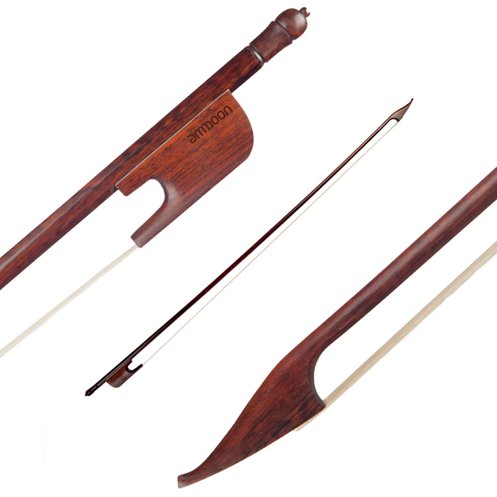 ammoon 4/4 Violin Bow Baroque Style Snakewood Round Stick Snakewood