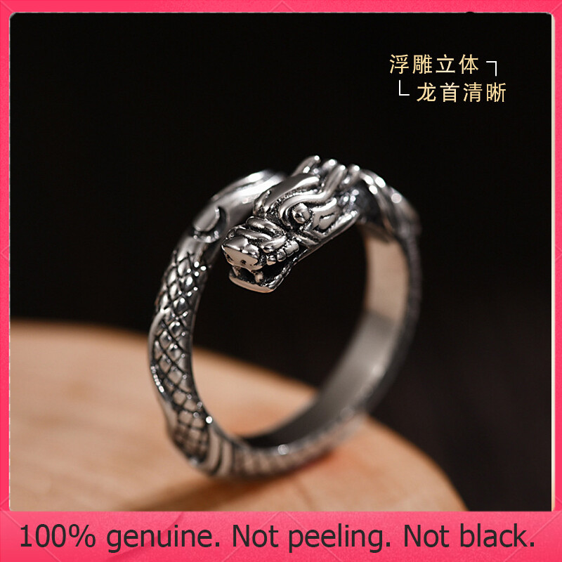 RL-3D dragon pattern model ring fashion personality size adjustable titanium steel dragon amulet ring for men and women