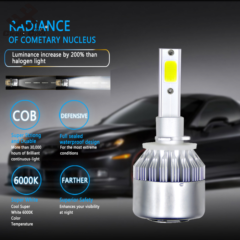 Circle Cool 1PC Universal High Power Auto Bulbs C6 Car LED Headlights - 6000K - White Light