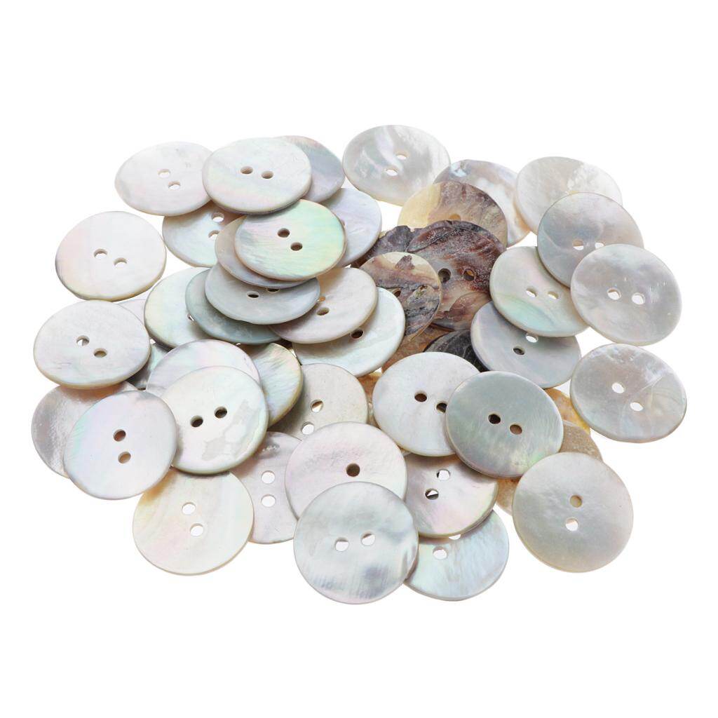 Baoblaze 50 Pieces Shell Button 2 Holes Sewing Button for Clothing Sweater