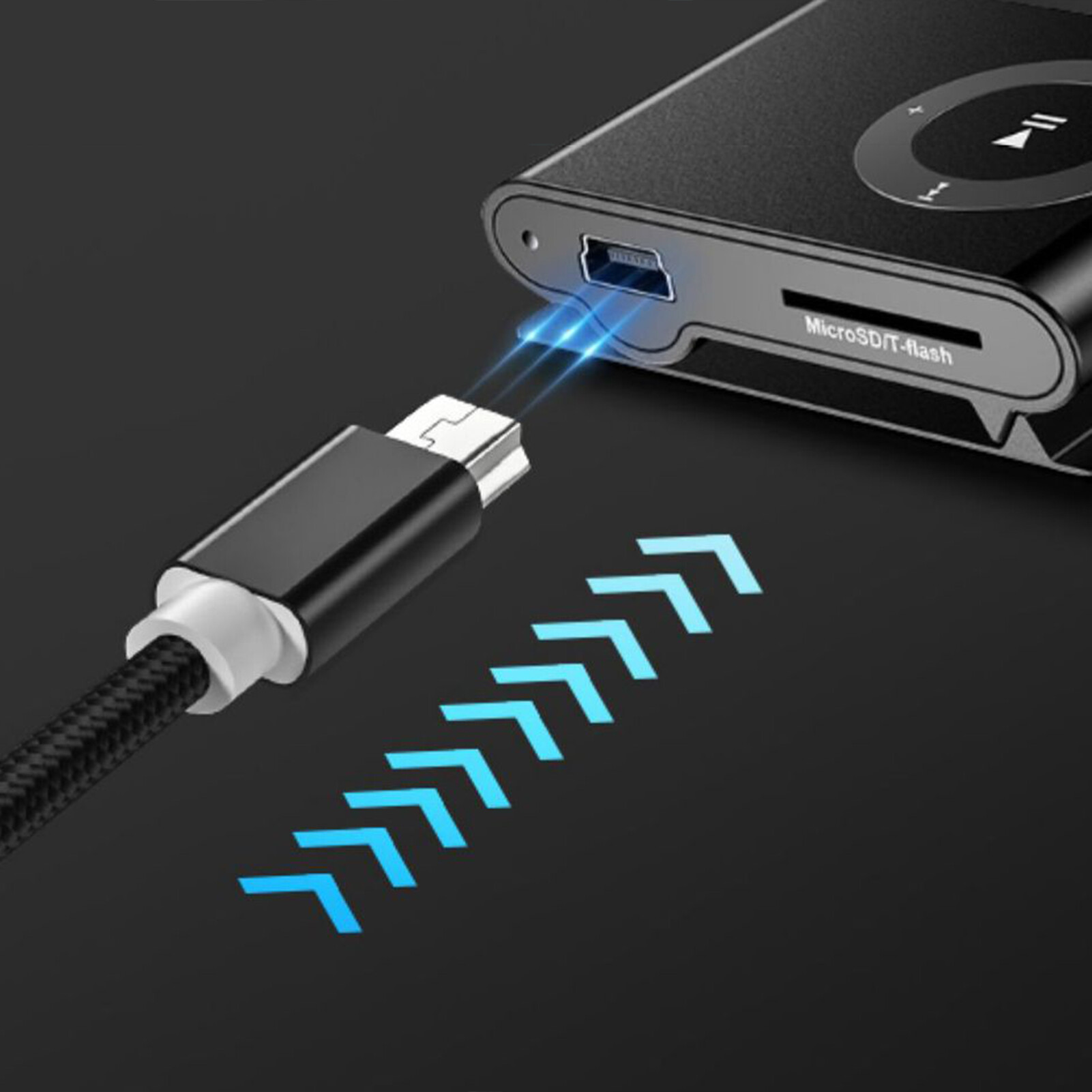 Data Cable High-speed Transfer Shielding Stable Output Anti-winding Widely Compatible Charging Braided Wire Mini USB Data Transfers Charger Cable for MP3 MP4 Player Charger Cable Shielding