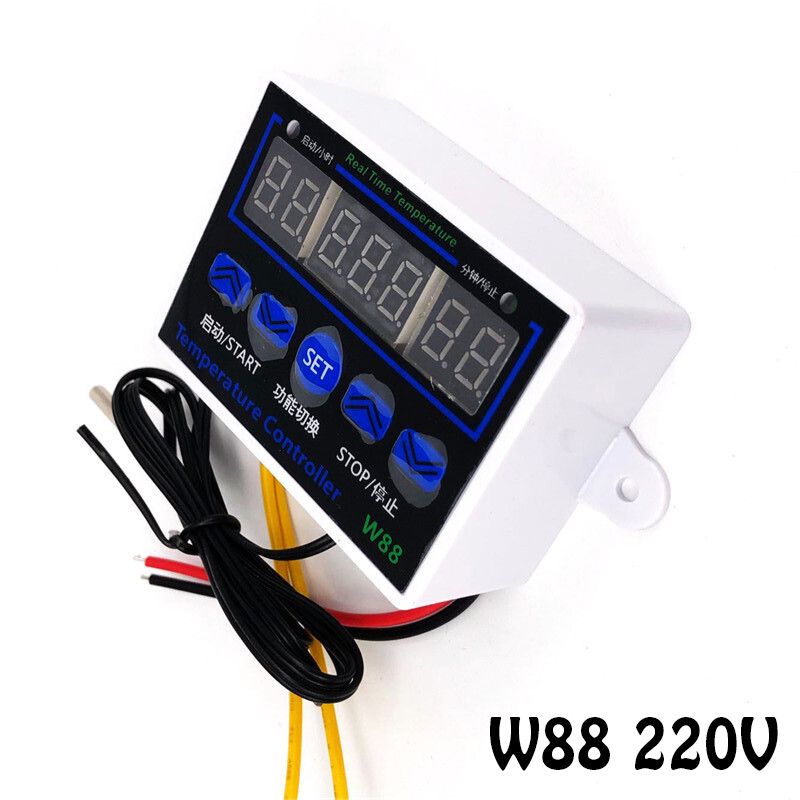 W1411 w88 12v/220v 10a digital led temperature controller with sensor thermostat control switch