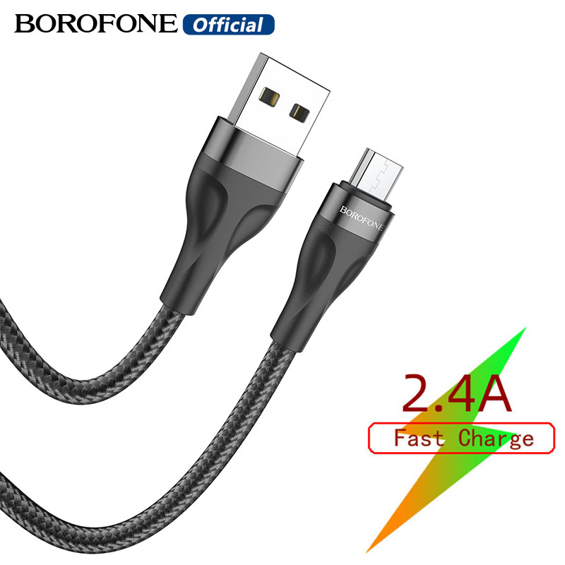 Borofone bx61 fast charging 3a/2.4a data cable for lightning type-c micro for iphone huawei oppo vivo xiaomi samsung redmi usb cord 1m cable