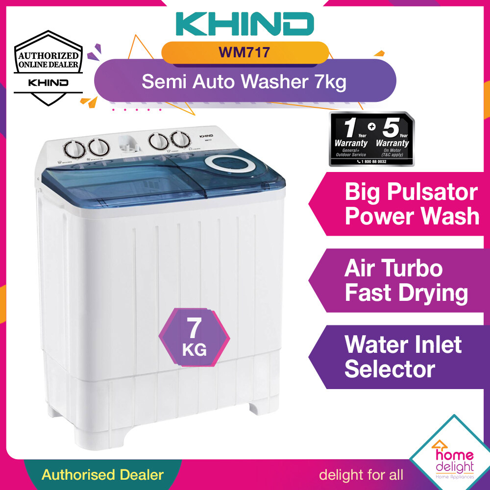 Khind Semi Auto Washing Machine [ 7kg WM717 / 10kg WM1017 / 12kg WM1200 ...