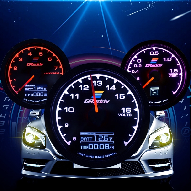 RTO Racing Gauge GReddy Multi D/A LCD Digital Display Turbo Boost Gauge With Digital Volt Display