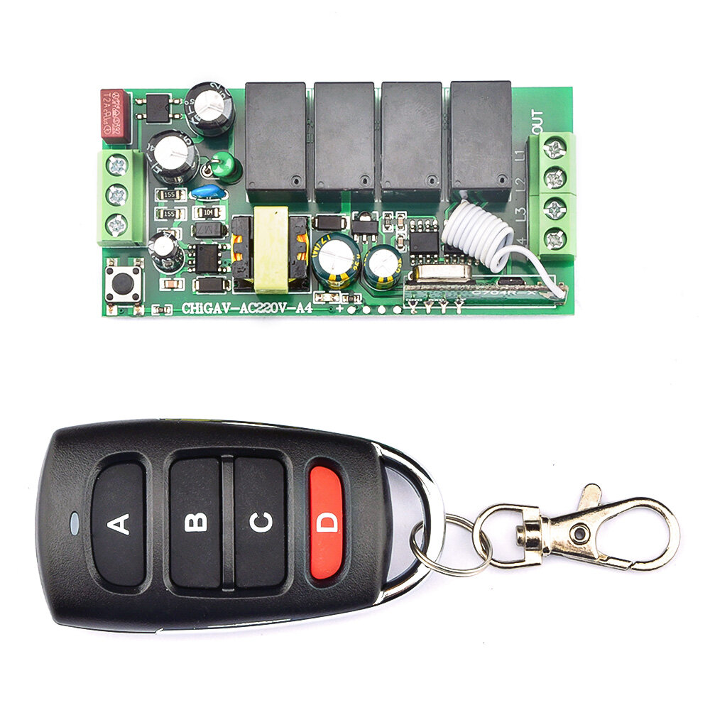 [100% Original] diymore 4CH Relay Receiver Module RF Switch for Gate Garage opener 433MHz Universal Wireless Remote Control AC110V-220V