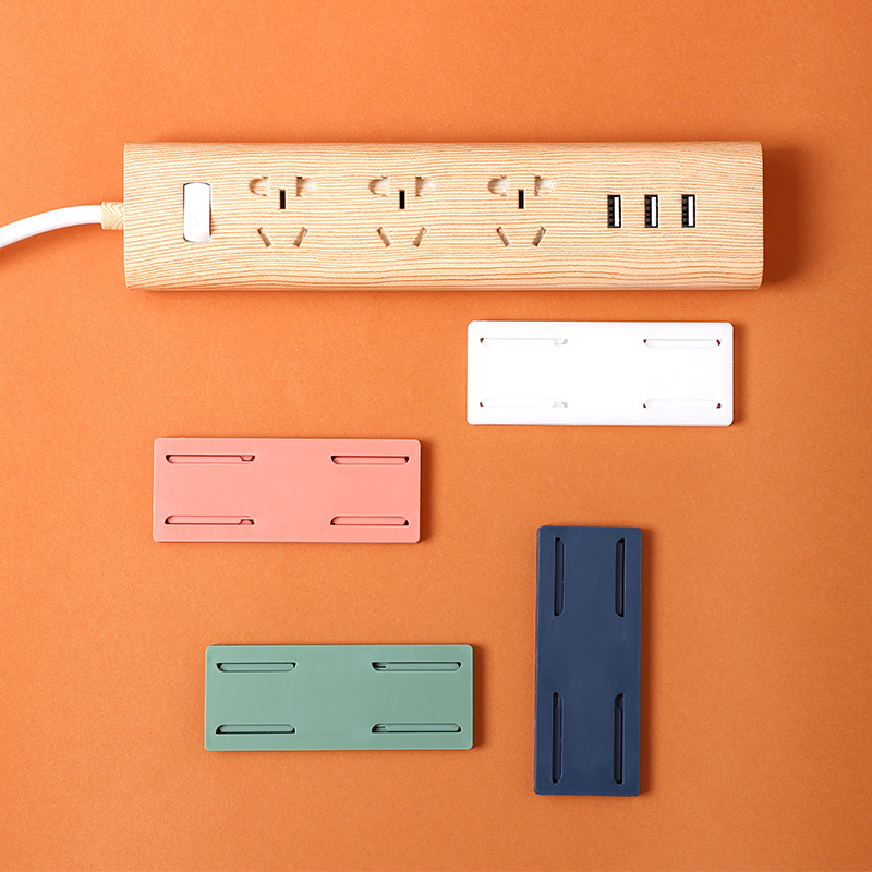 Houseeker Wall-Mounted Sticker Plug-in Board Home Self-Adhesive Socket Fixer Cable Wire Organizer Power Strip Holder Socket Holder