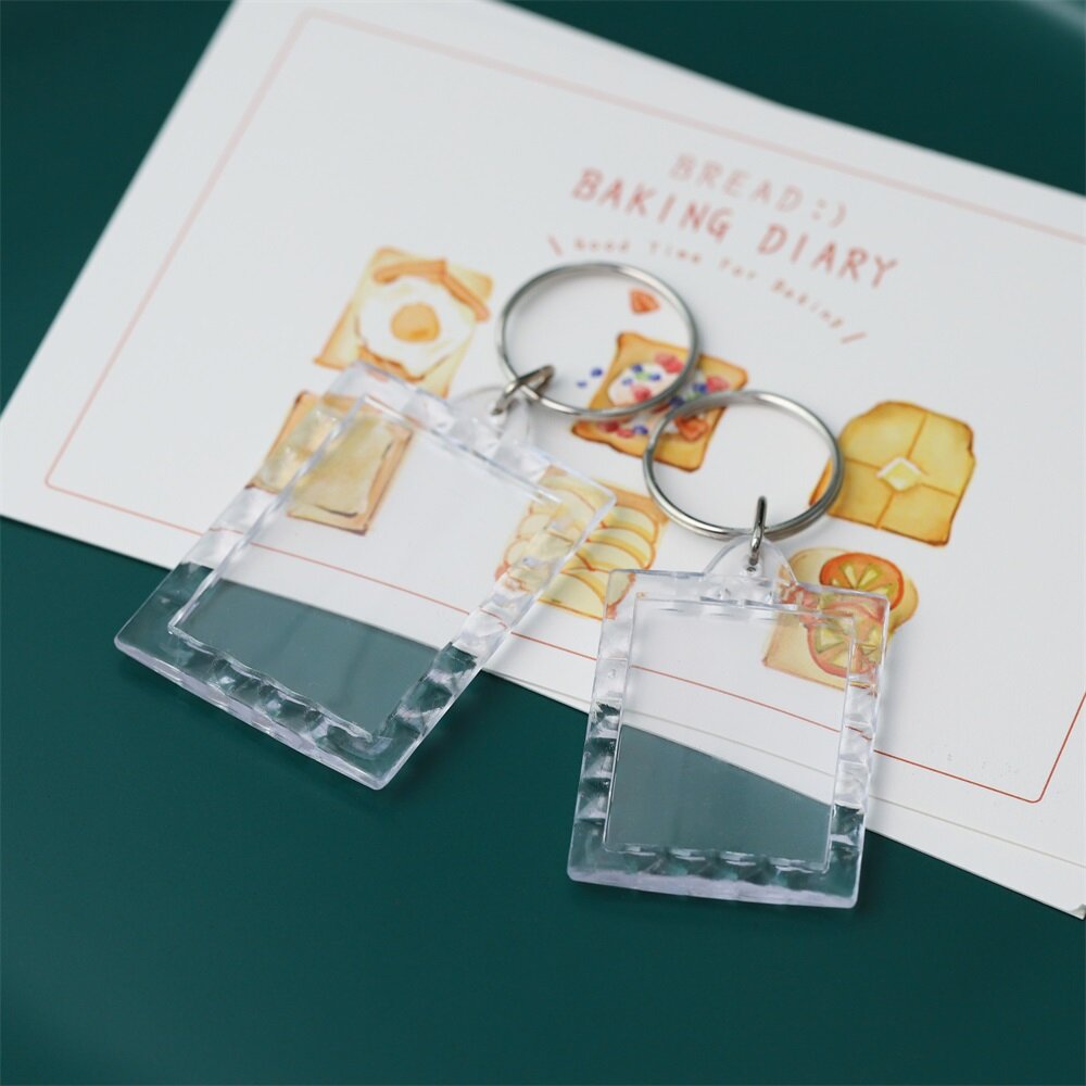 5 Cái/gói Hình Chữ Nhật Trong Suốt Trống Acrylic Chèn Keychain Ảnh Khung Ảnh Keyring Chủ Tự Làm Chia Nhẫn KeyChain Quà Tặng