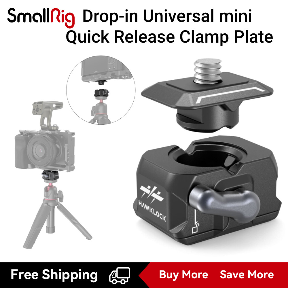 SmallRig Quick Release Plate Drop-in HawkLock Mini Camera Mount Adapter with 1/4"-20 Screw for Camera Clamp Super Clamp Ball Head Tripod Magic Arm Stabilizer Monitor 3513