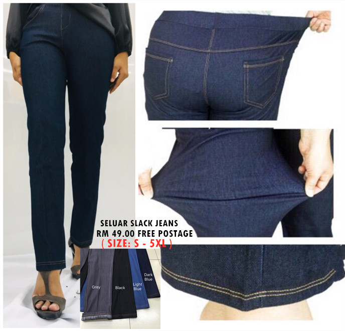 5XL PLUS SIZE SELUAR SLACK JEANS dark 