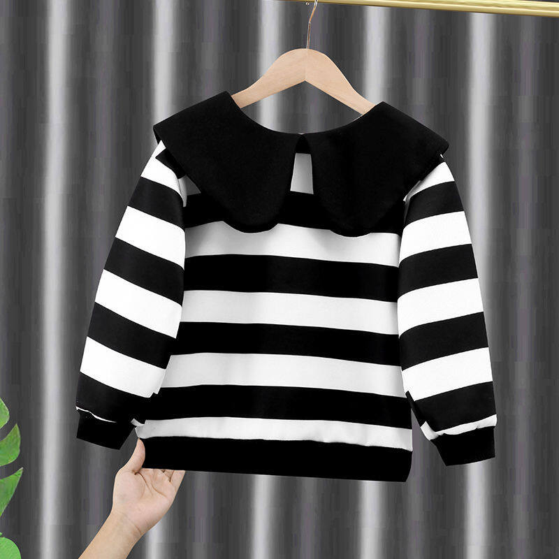 PearlPiggy Girls' hoodie autumn/winter top is a trendy street-striped children's top PP1824D0503