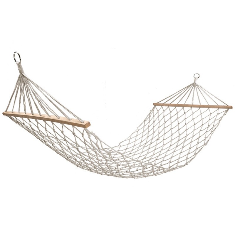Reinforced Wooden Bar Hammock Outdoor Hammock Indoor Cotton and Linen
