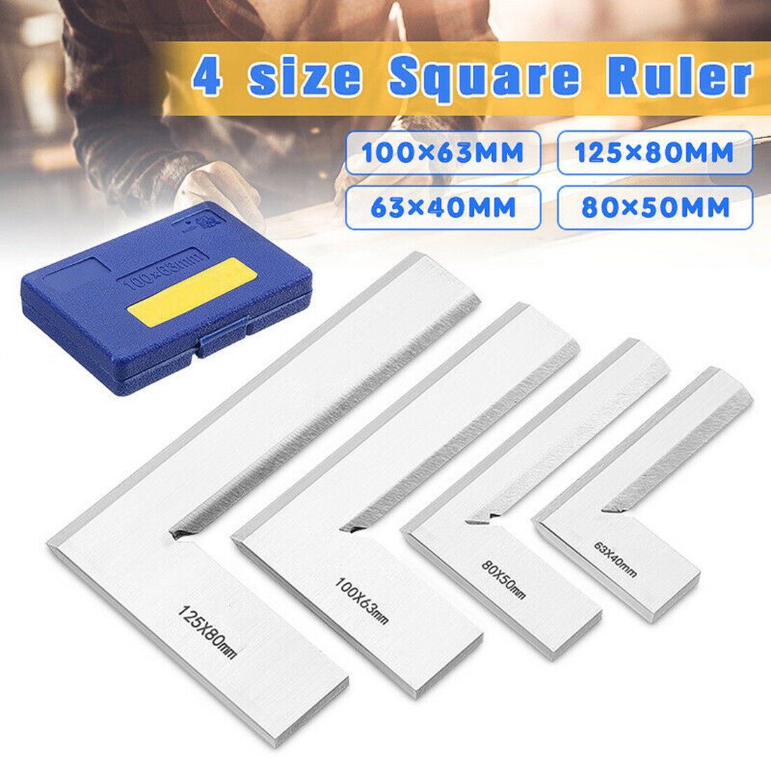 Stainless Steel Machinist Edge Square Ruler 90° Right Angle Measuring Tool