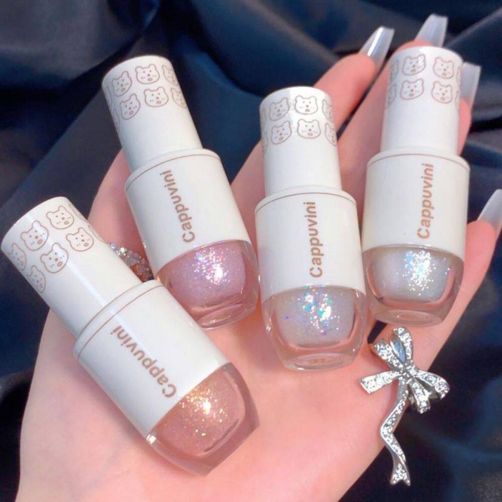Cappuvini 6 Colors Liquid Eyeshadow Highlight Sequins Glitter Eye Shadow Pearlescent Lying Silkworm Waterproof Lasting Shiny Eye Cosmetic INS