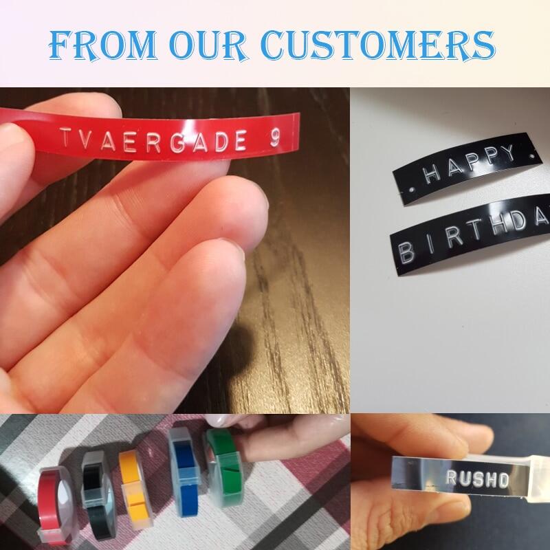 3Rolls 9 Mét Nhãn Dán 3D Emboss Nhựa Nhãn Băng Cho Motex Label Maker E303 E202 E101