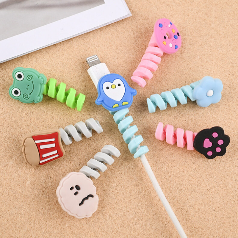 Cáp sạc bảo vệ dễ thương phim hoạt hình dòng dữ liệu bảo vệ Bìa Cáp Sạc Cáp Tai nghe USB Winder cuộn dây tổ chức Bìa