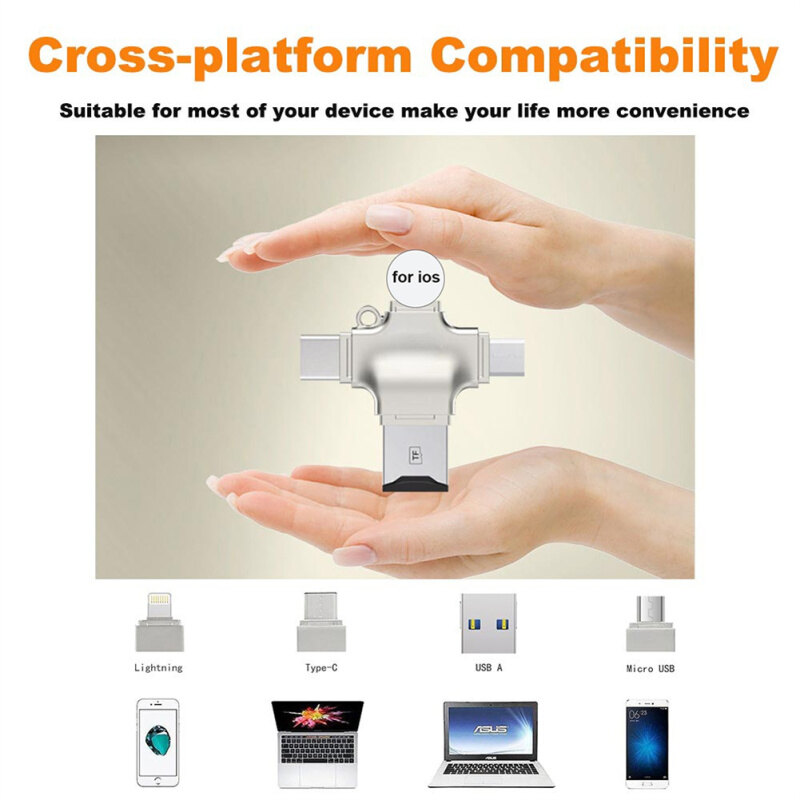 Bộ Chuyển Đổi 4 Trong 1 Đầu Đọc Thẻ Thẻ Micro Usb 3.0 Micro Sd Đến Đầu Đọc Thẻ Usb Đầu Đọc Thẻ Bộ Chuyển Đổi Otg Tương Thích Cho Iphone