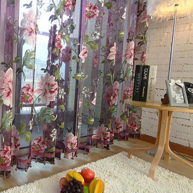 Rèm Cửa Sổ Phong Cách Sang Trọng VÁY VOAN Vải Tuyn Mỏng Họa Tiết Hoa