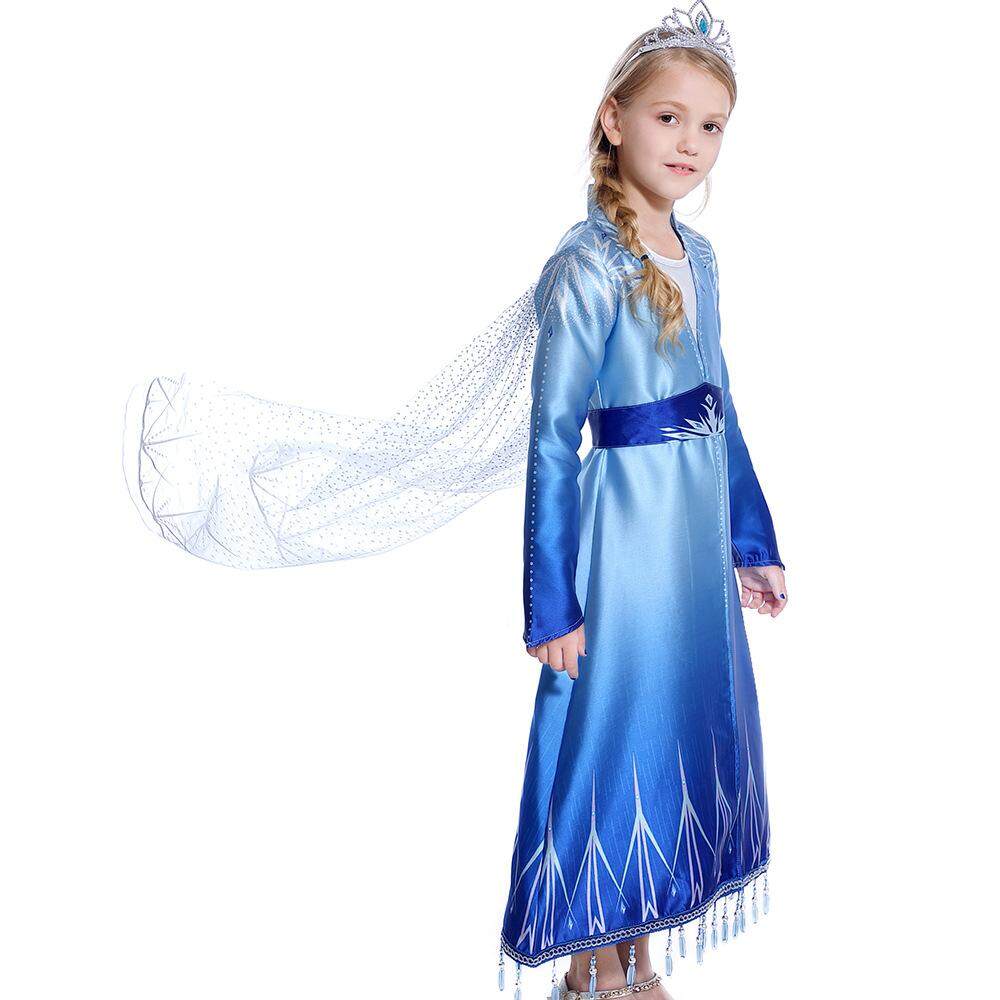NEW 40/" KIDS GIRLS LONG CAPE CHIFFON TULLE FROZE PRINCESS COSPLAY COSTUME