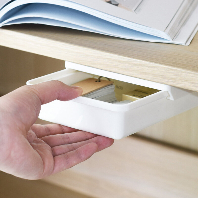[XINLANYASHE drawer type table top storage box desktop storage box desk storage rack drawer multipurpose drawer sundries box No punching, drawer boxes under desk cabinets, under desks, hidden drawer boxes. under the storage table,Japanese-style punch-free paste cabinet table under the drawer box desk bottom hidden box drawer under the table storage box,]