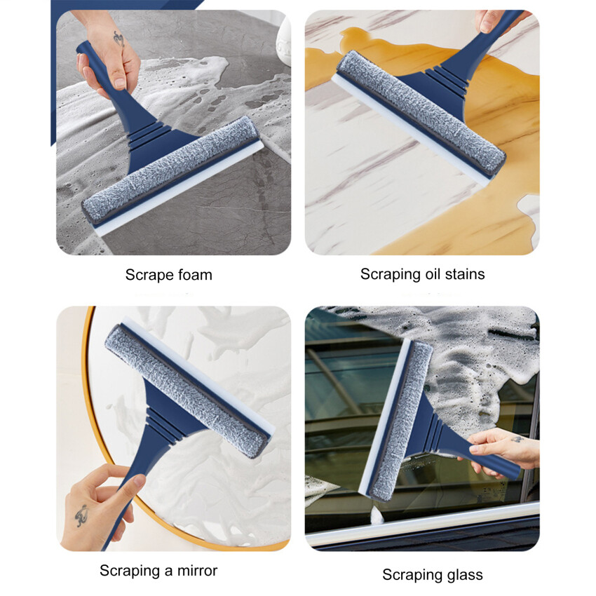 2 In 1 Window Mesh Screen Brush Window Cleaner Magic Broom Wiper Telescopic Long Handle Window Mop Squeegee Wiper Cleaning Tool