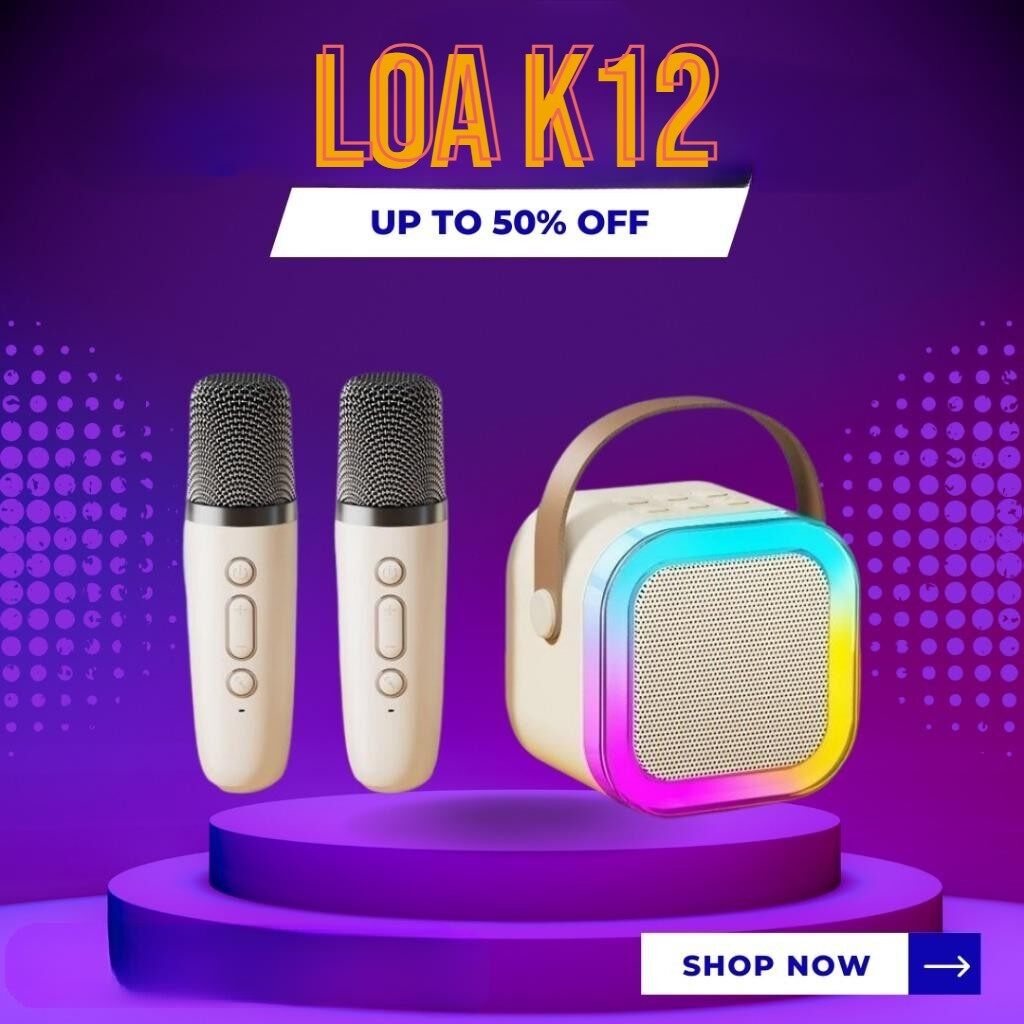 New K12 Bluetooth Speaker Bluetooth Speaker Blutooth Speaker Megaphone Dual Microphone Portable Karaoke Speaker USB TF AUX Portable Bluetooth Speaker