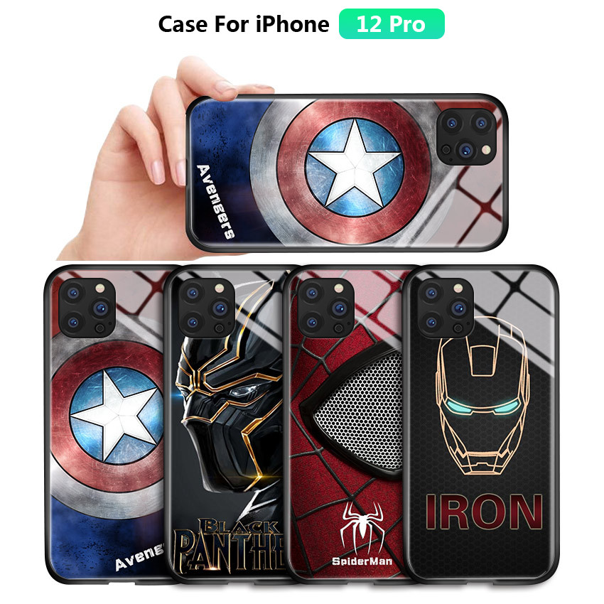 Ốp Hontinga Cho Apple Iphone 12 12 Mini 12 Pro 12 Pro Max Ốp Lưng Ốp Điện Thoại Marvel Cho Bé Trai Siêu Anh Hùng, Cho Nam Thuyền Trưởng Mỹ Ironman Ốp Lưng Kính Cường Lực Người Nhện Ốp Cứng
