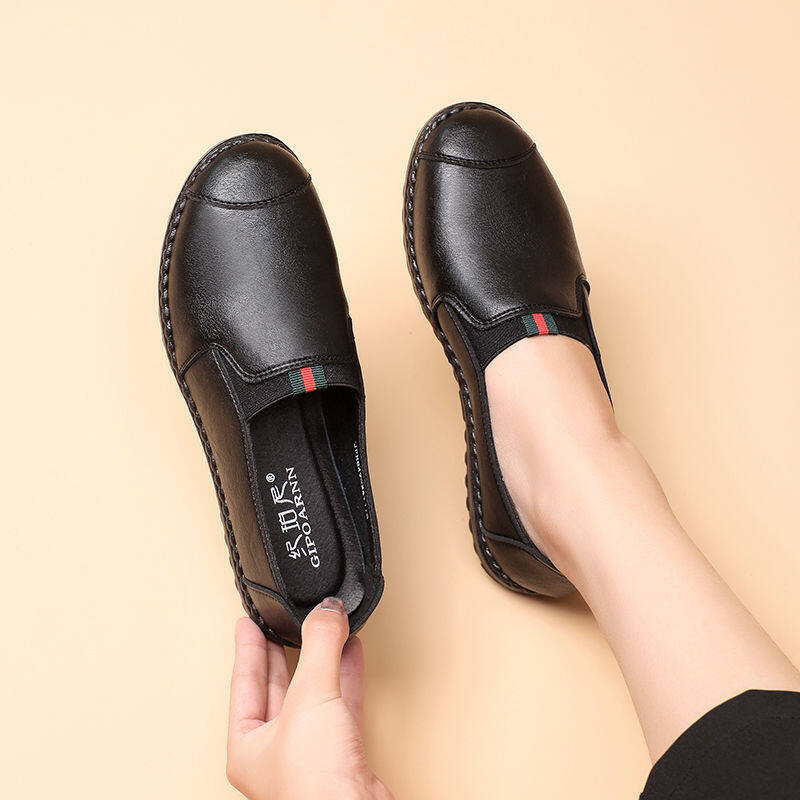 VAAL2807 Giày Da Thật Xuân Thu Cho Mẹ, Giày Cao Gót Đế Mềm Trung-Phụ Nữ Ở Độ Tuổi Của Giày Giày Da Cho Người Già Trung Niên Nhẹ Chống Trượt Thoải Mái Cho Bà Ngoại