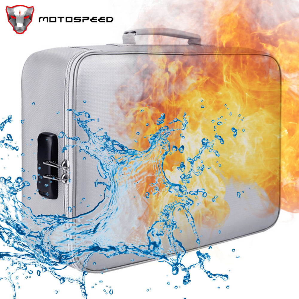 KKmoon Fireproof Document Bag with Lock Zipper Closure Fire & Water Resistant Money Bag Storage Pouch Organizer Case Home Office Travel Safe Bag for Documents Files Money Cards Passport Valuables