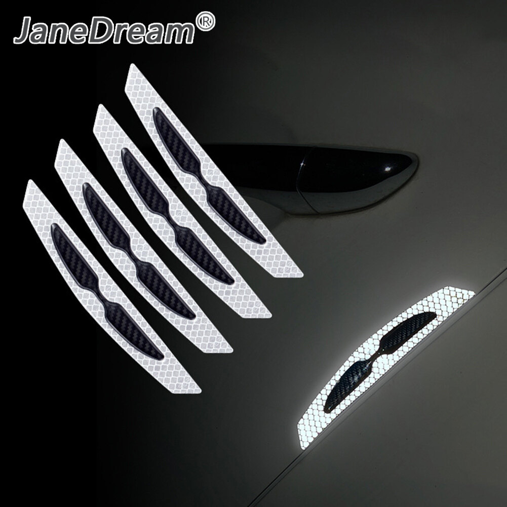 JaneDream 6Pcs/4Pcs Car Door Reflective Stickers Truck Auto Motor Reflective Strips Anti-Scratch Safety Warning Carbon Fiber BYD ATTO 3