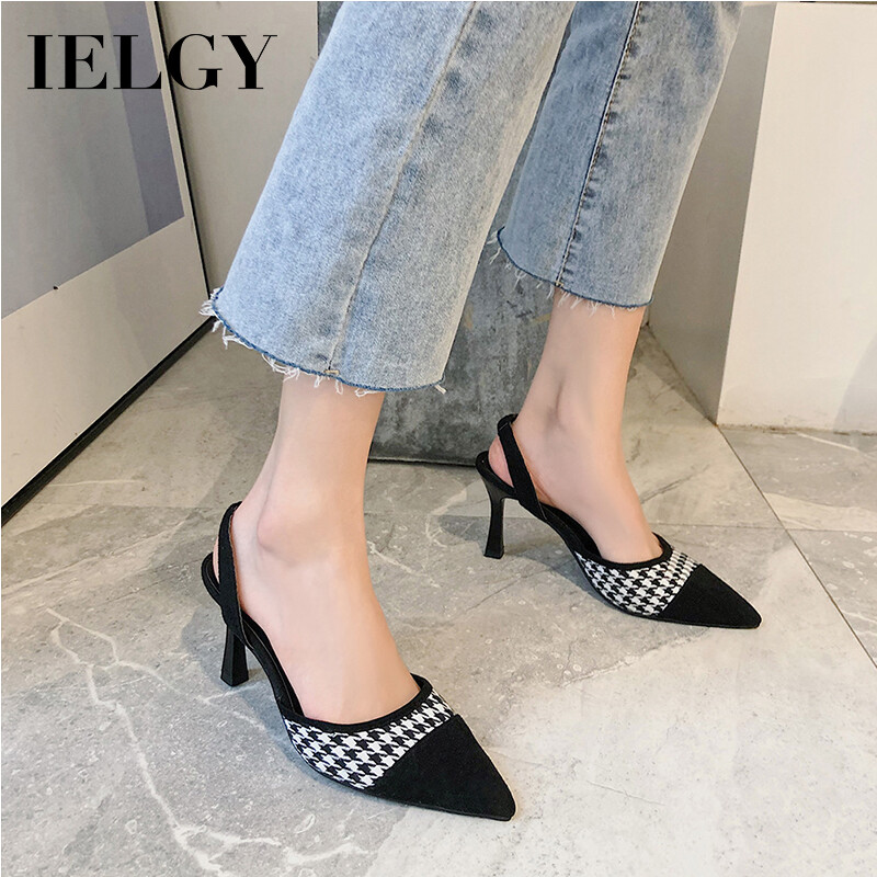 IELGY Baotou sandals women's Korean style fairy style pointed toe 7cm stiletto high sandals